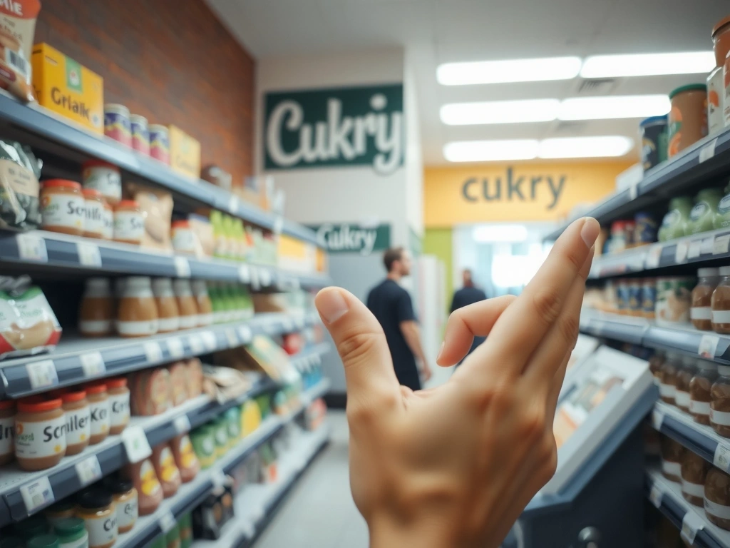 Etykieta produktu z wskazanym cukrem